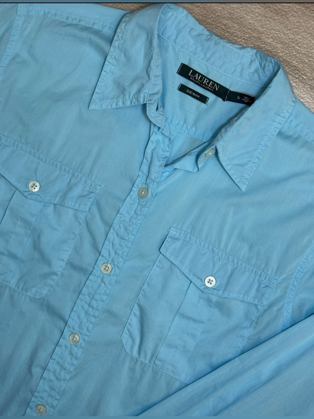 LAUREN RALPH LAUREN Womens Button Down
Short Sleeve Shirt Top Blouse Sz S Blue - Picture 3 of 9